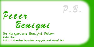 peter benigni business card